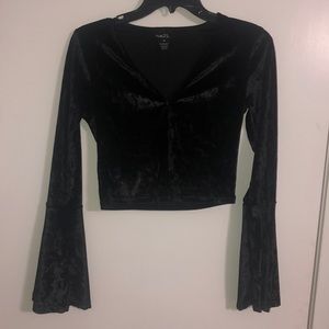 Black Bell Sleeve Crop Top